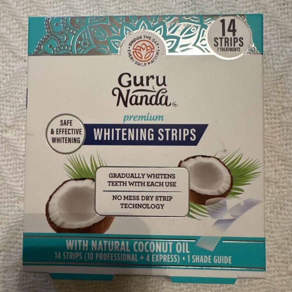 GuruNanda Teeth Whitening Strips with Coconut Oil, 14 Strips (7 Treatments)